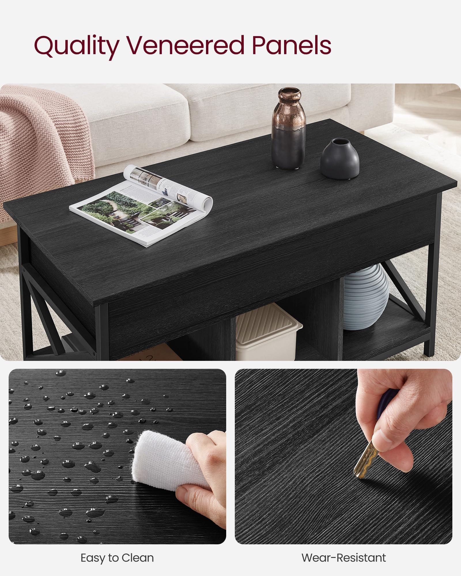 VASAGLE Coffee Table Lift Top