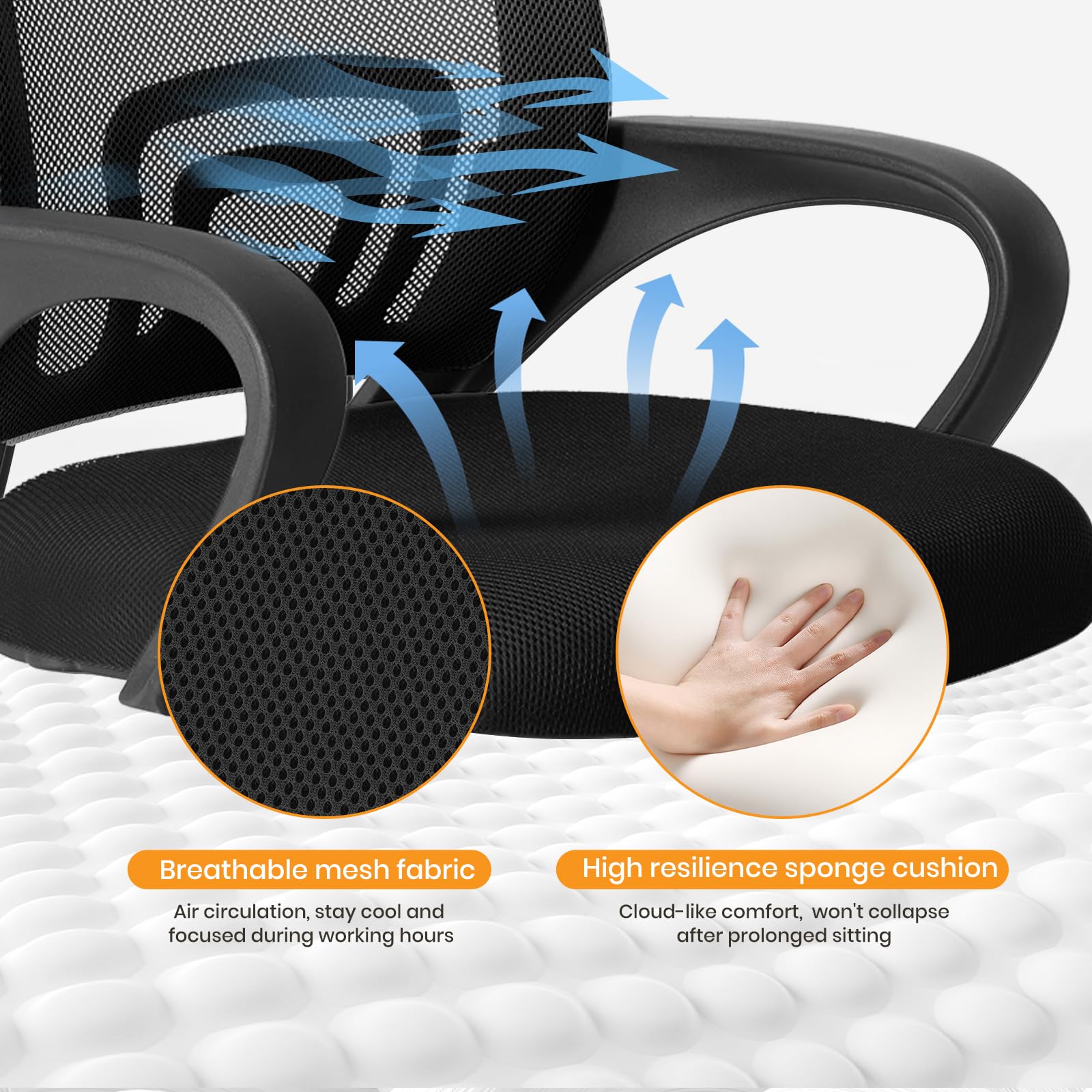 OLIXIS Office Desk Chair - Ergonomic Mid Back
