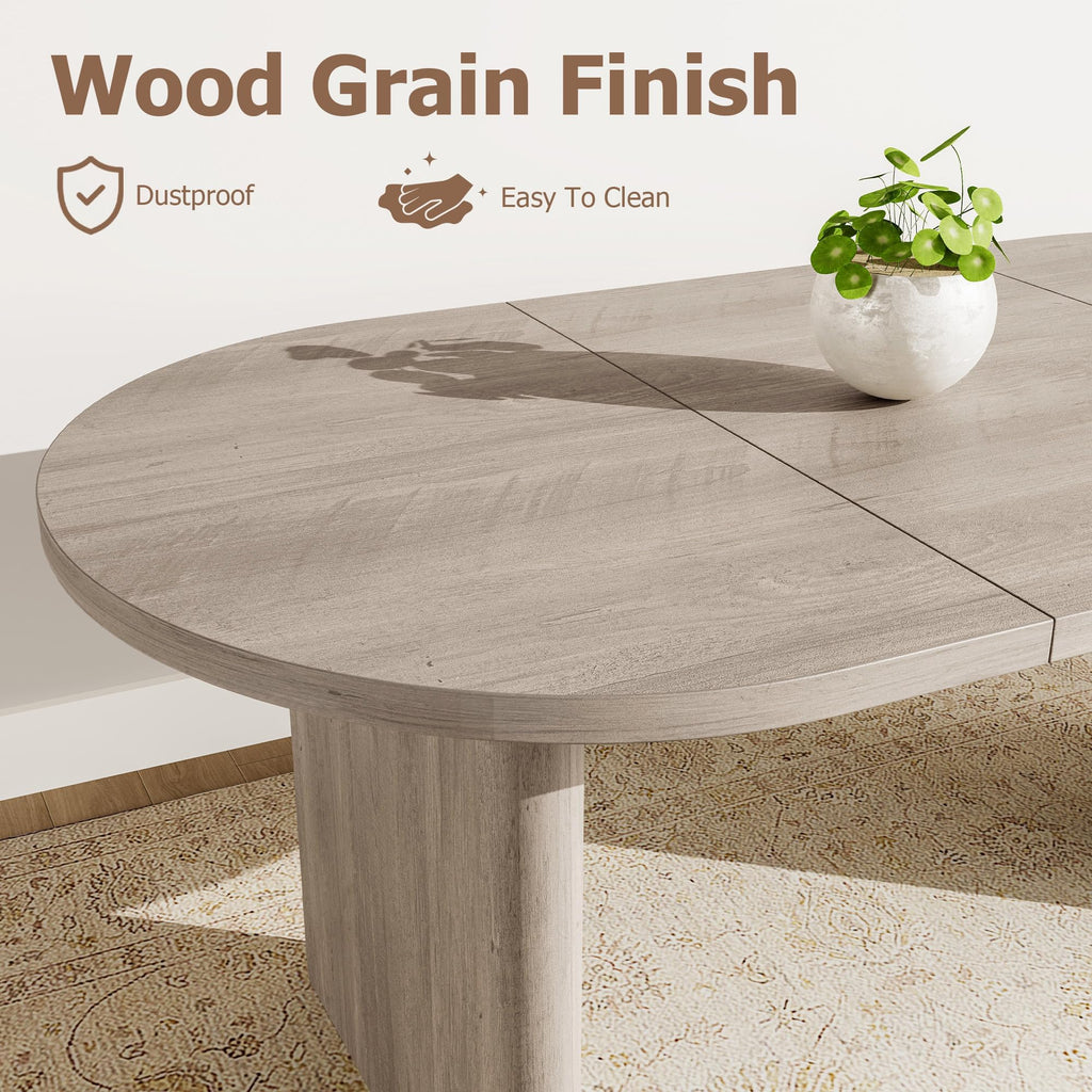 Oval Dining Table with Wooden Base for 6–8 People