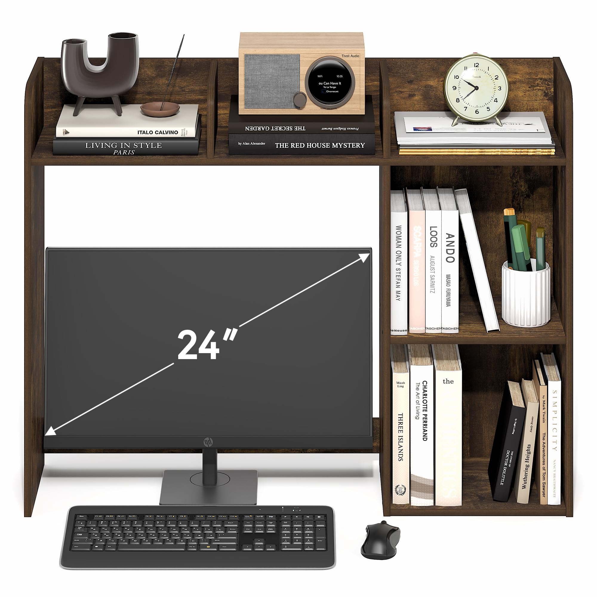 Furinno Classic Desk Shelf, 4-Shelf Desktop Hutch
