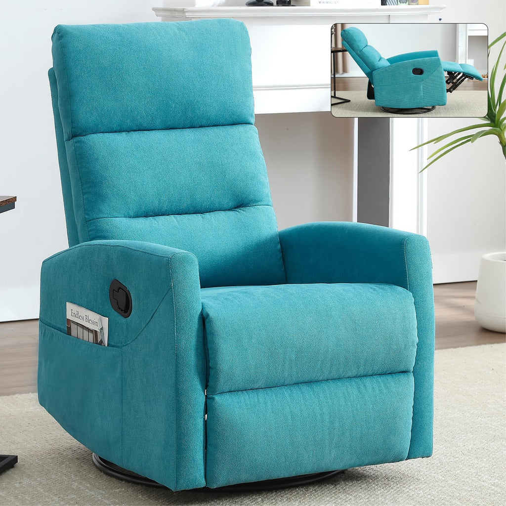 Manual Swivel Rocker Recliner Chair with 360° Rotation and Reclining Backrest