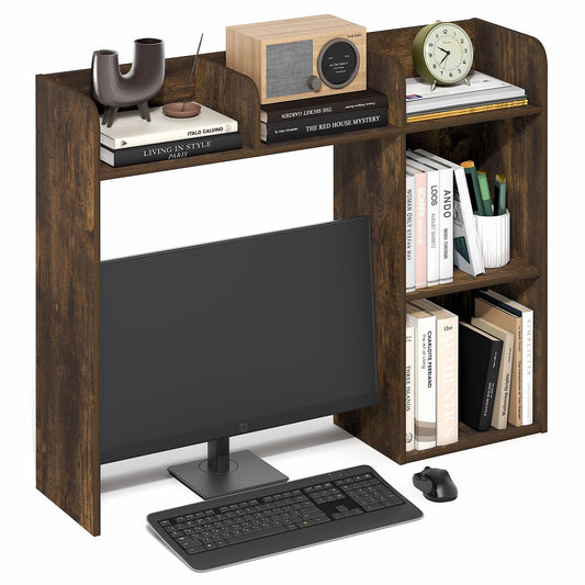 Furinno Classic Desk Shelf, 4-Shelf Desktop Hutch