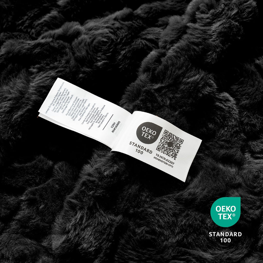Reversible Plush Faux Fur Throw Blanket with Soft Textured Design