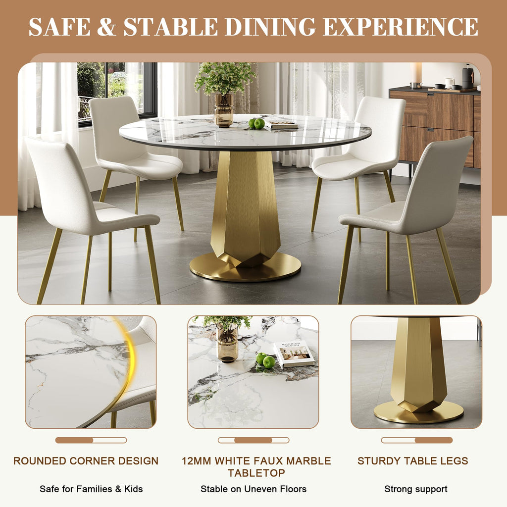 Montary 53” Modern Round Dining Table for 4-6 Seat