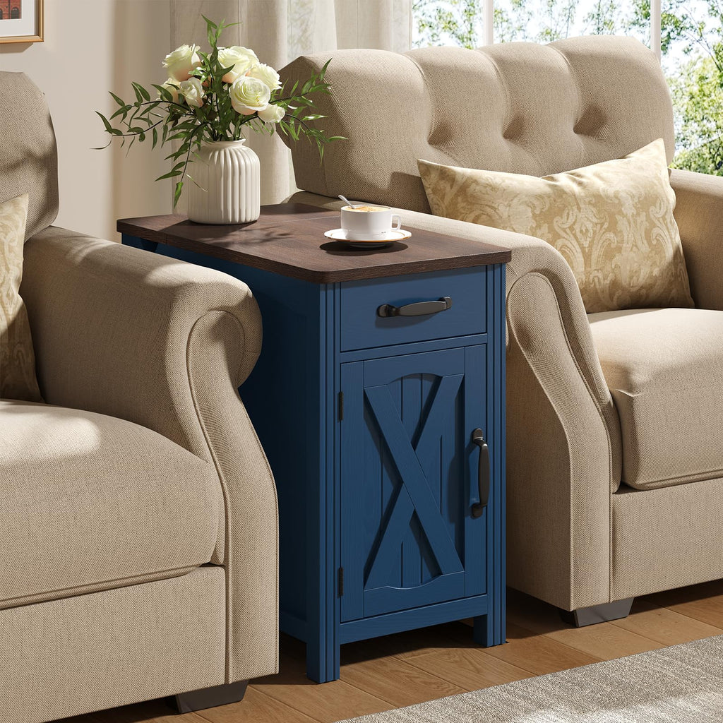 ONBRILL Farmhouse End Table with Barn Door