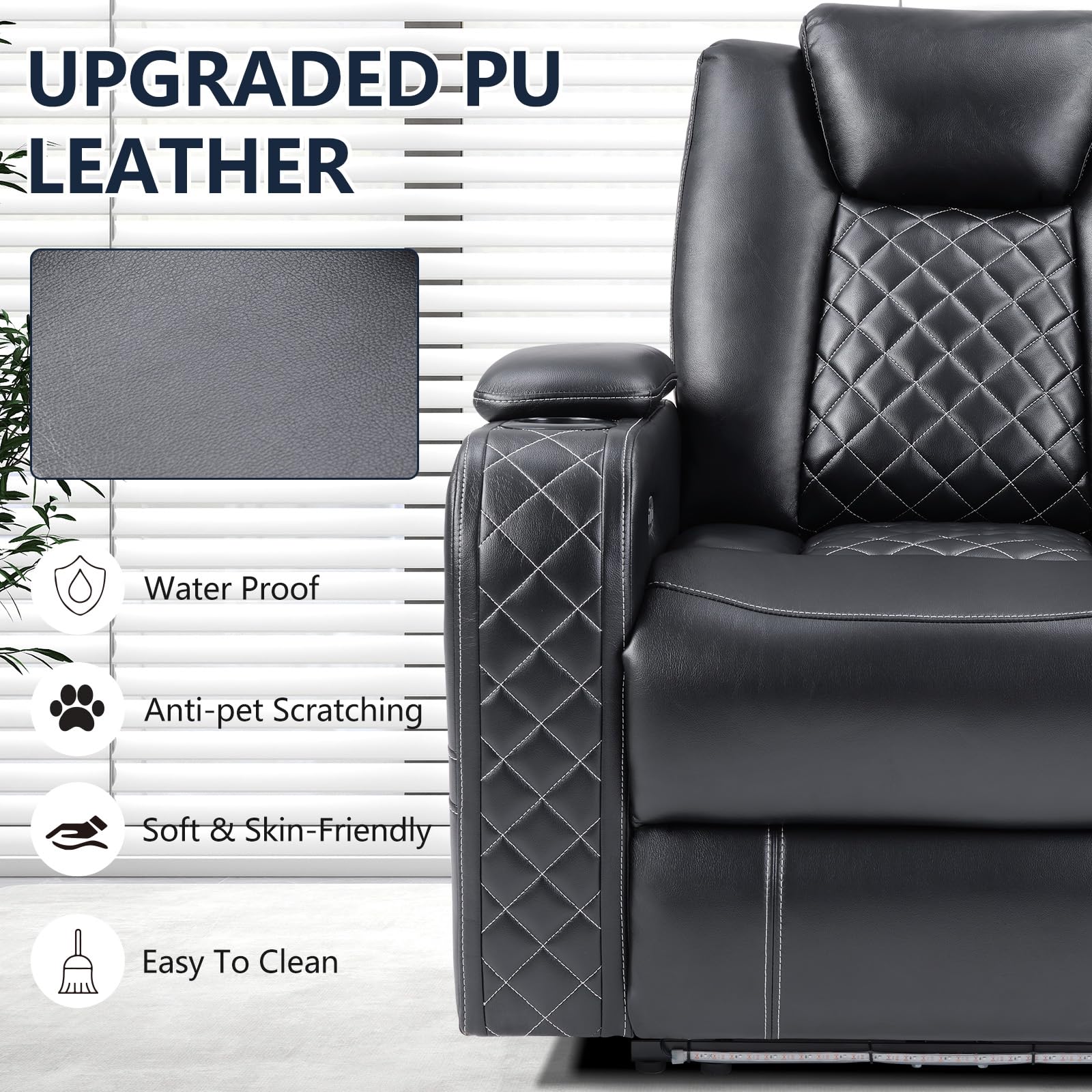 Power Recliner Chair with Adjustable Headrest and USB Ports