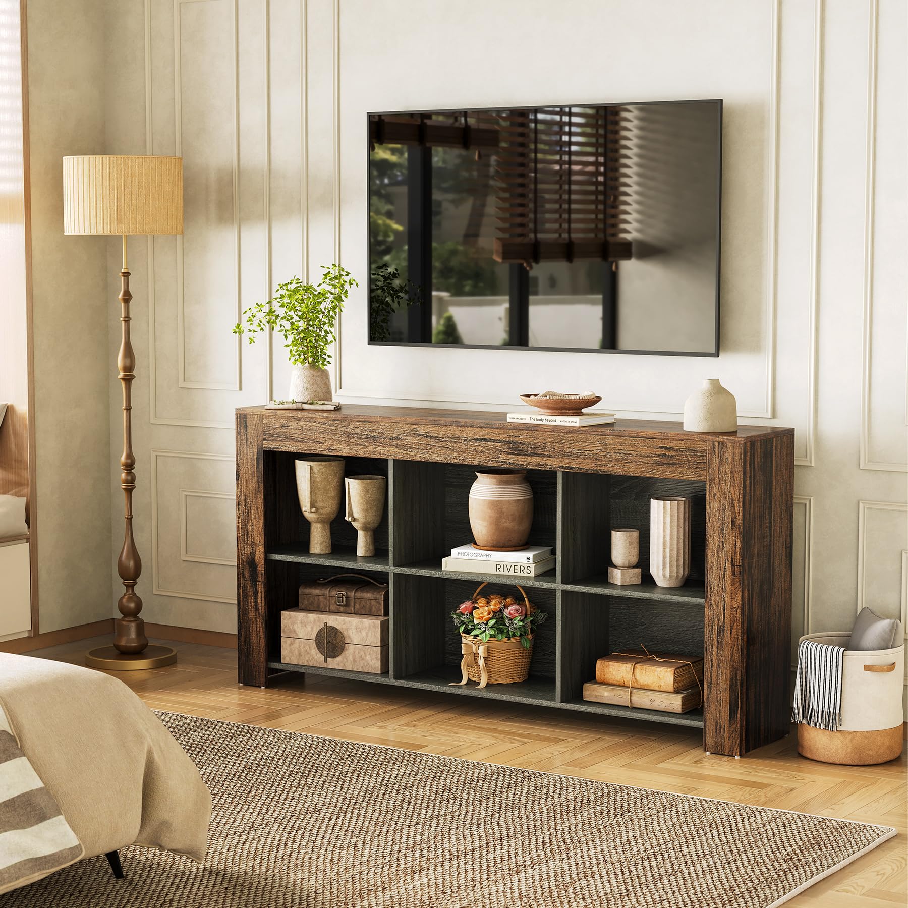 Modern TV Stand with Storage Shelves for TVs Up to 65 Inches