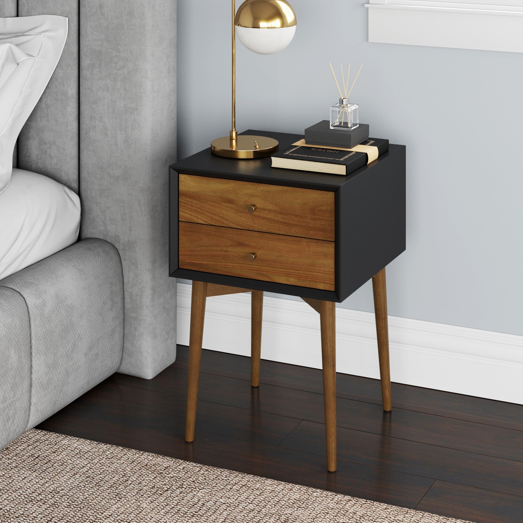 Modern Nightstand Side Accent or End Table with Storage Drawer