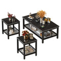 3 Piece Living Room Table Set with Industrial Coffee and Side Tables