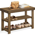 Bamboo Shoe Rack Bench with 3 Tier Storage Shelves