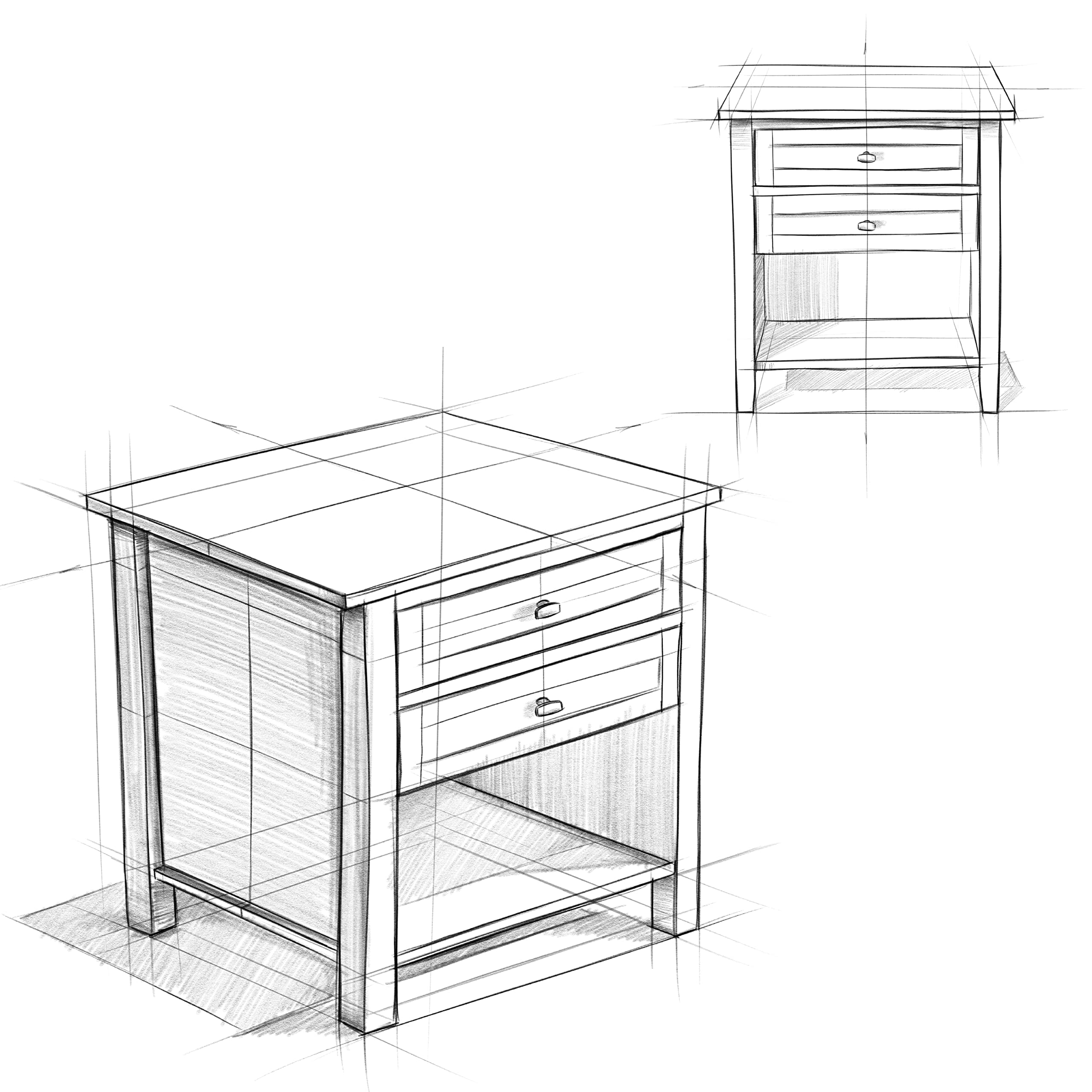 Solid Wood Bedside Nightstand with Storage Drawer in White