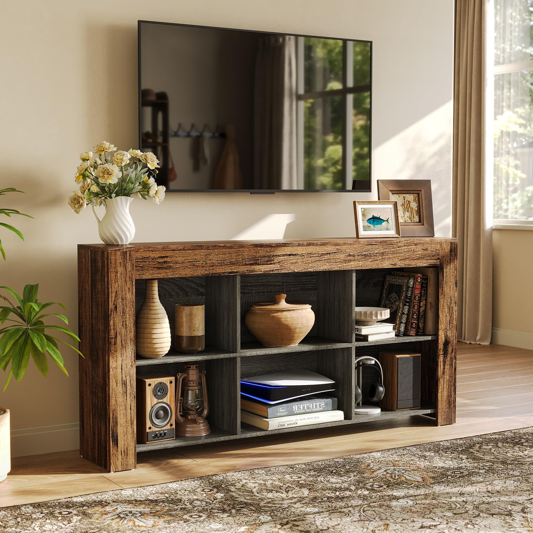 Modern TV Stand with Storage Shelves for TVs Up to 65 Inches