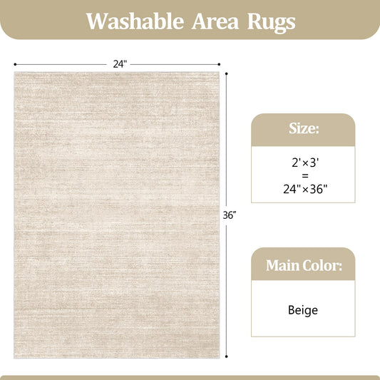 Washable Area Rug with Stain Resistance and Non Slip Backing