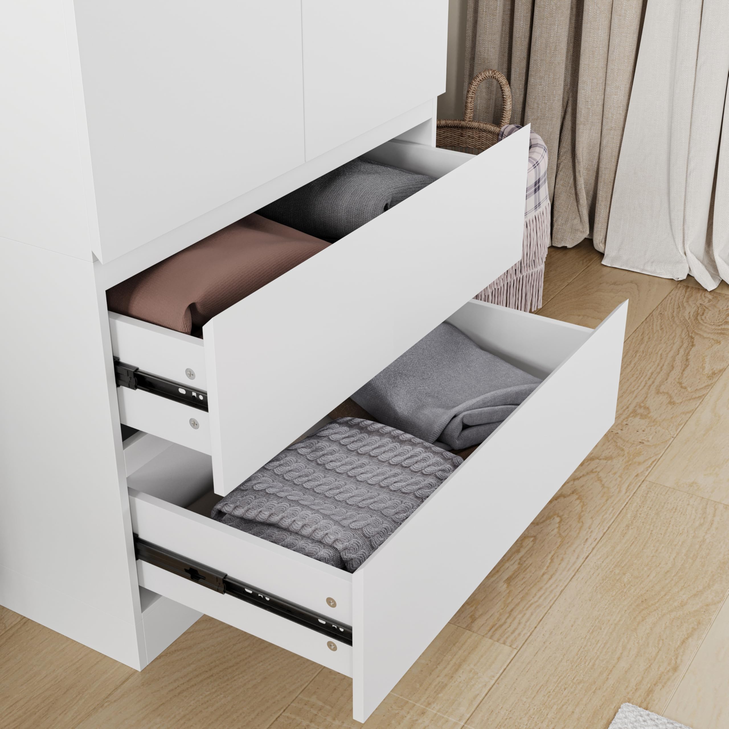 Mekminop Armoire Wardrobe Closet with Drawers and Shelves