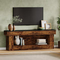 Rustic TV Stand with Storage and Open Shelves for Living Room
