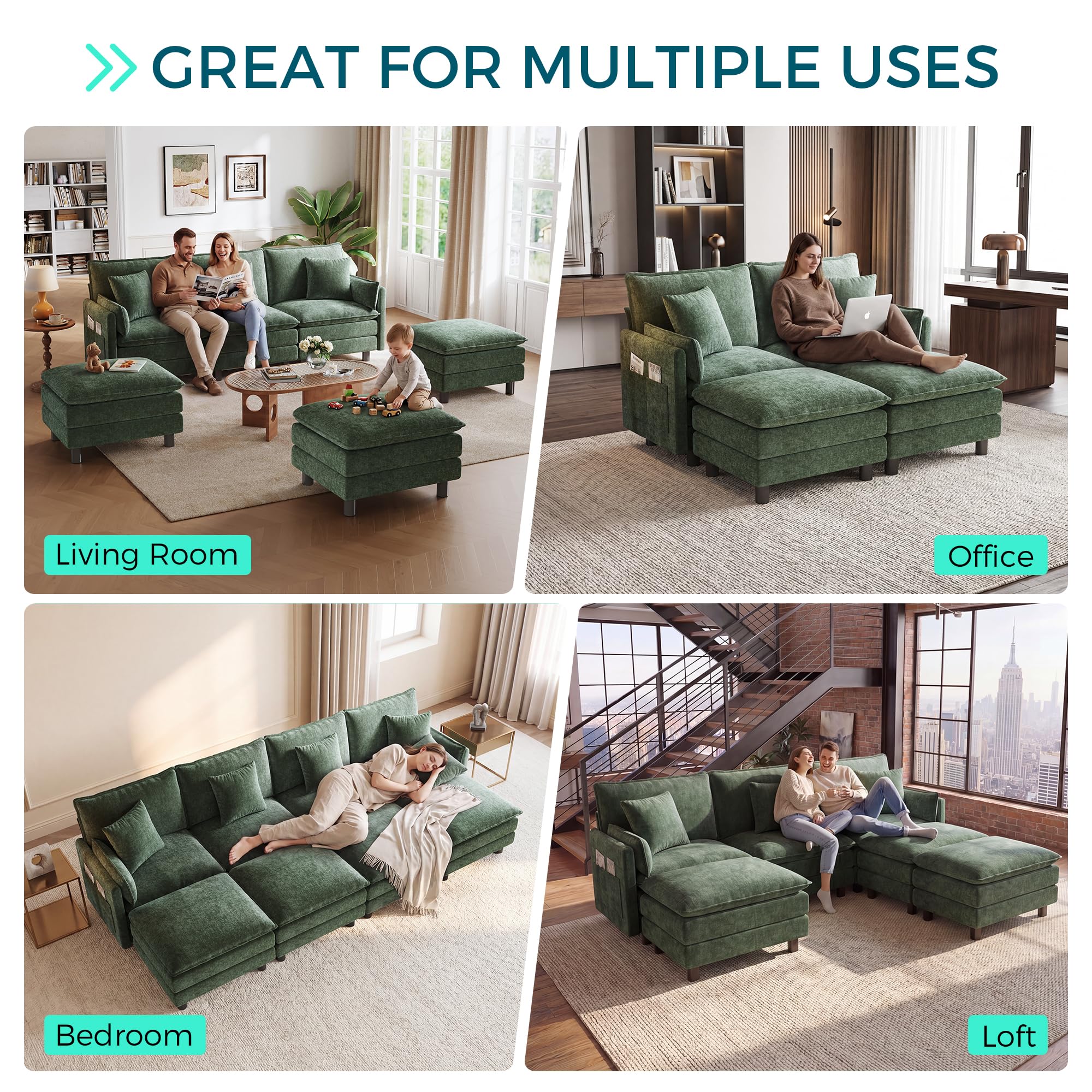 LINSY HOME Modular Sectional Sofa Cloud Couch