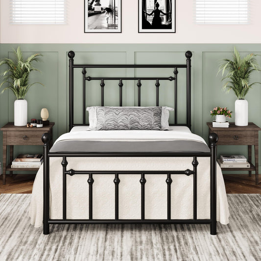 Allewie 14'' Metal Platform Bed Frame, Vintage Headboard