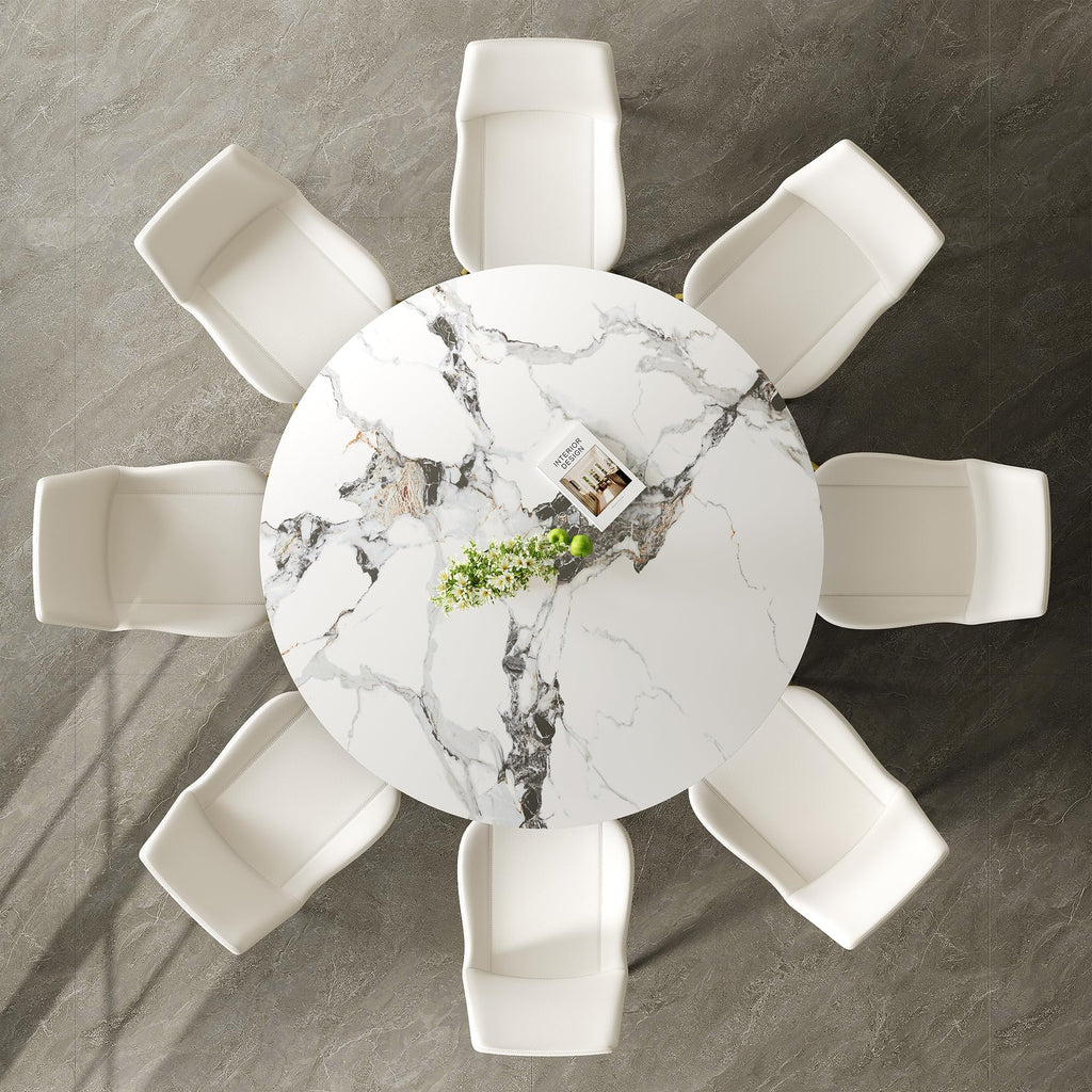 Montary 53” Modern Round Dining Table for 4-6 Seat