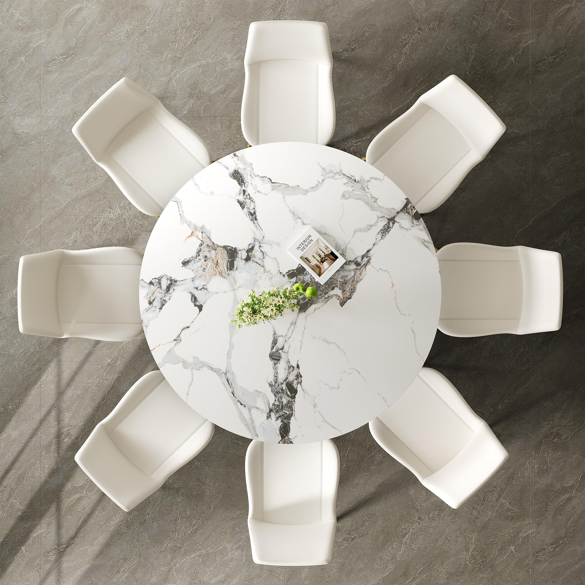 Montary 53” Modern Round Dining Table for 4-6 Seat