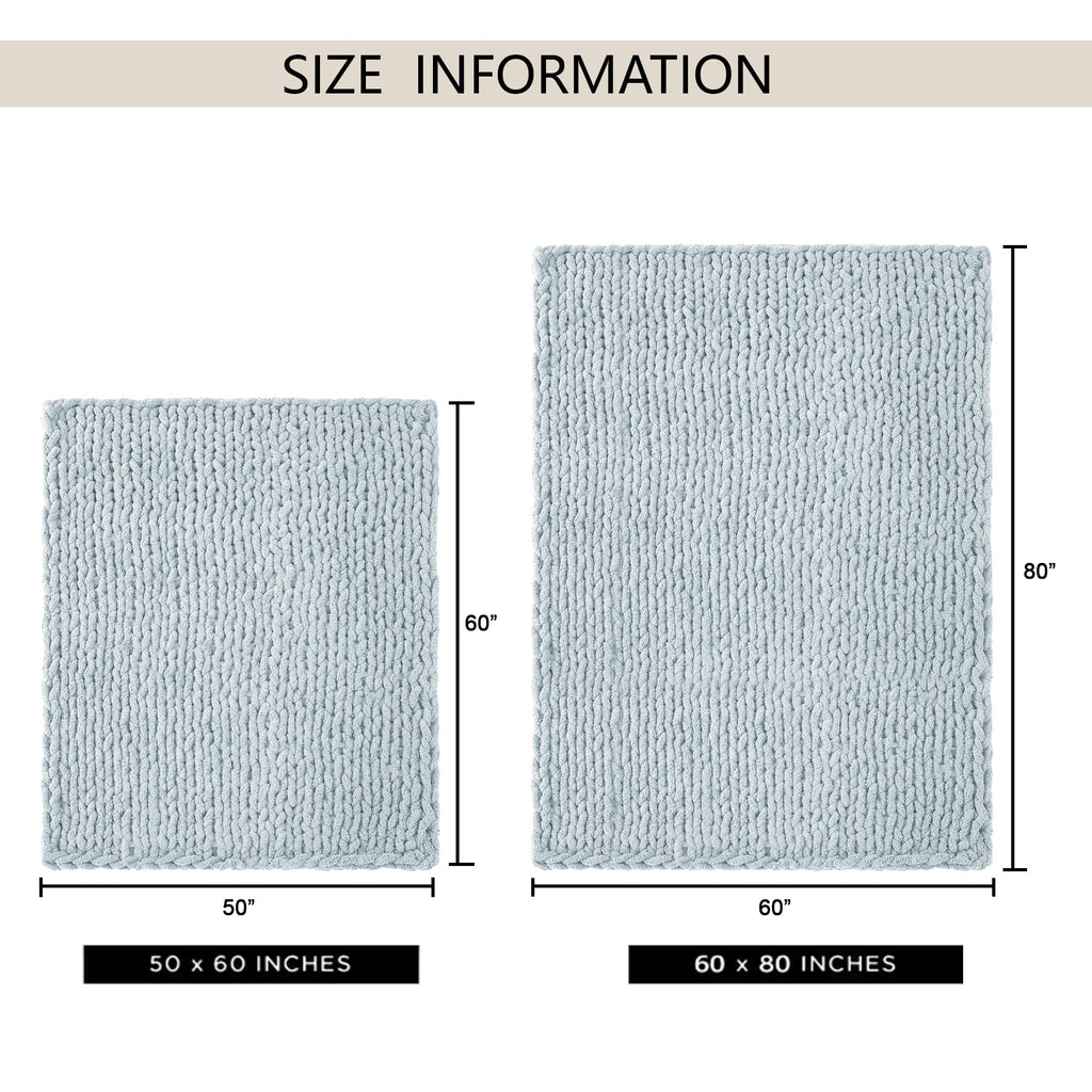 LONG CREATE Chunky Knit Throw Blanket, 100% Handmade Chenille Yarn