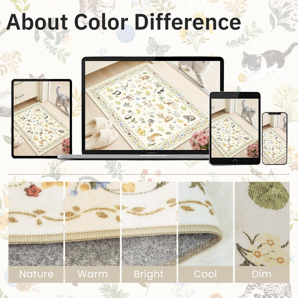 Soalmost Cat Rugs Animal Floral Area Rug