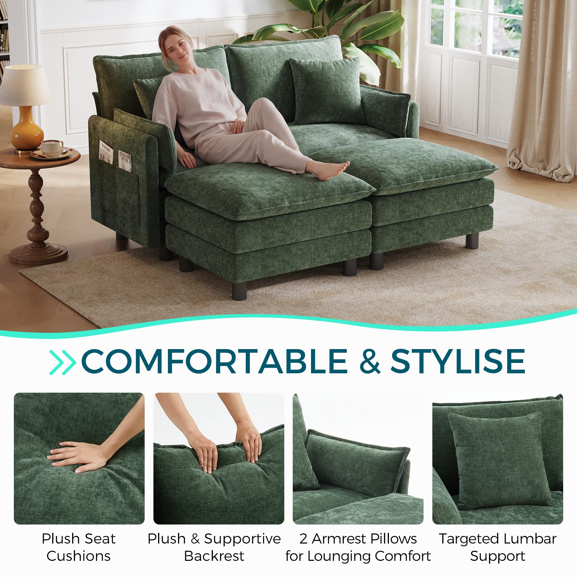 LINSY HOME Modular Sectional Sofa Cloud Couch