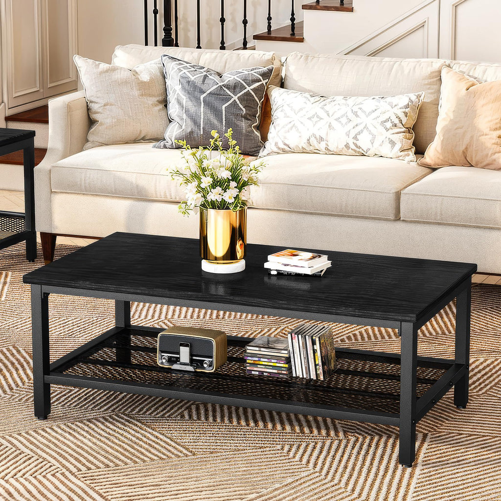 3 Piece Living Room Table Set with Industrial Coffee and Side Tables