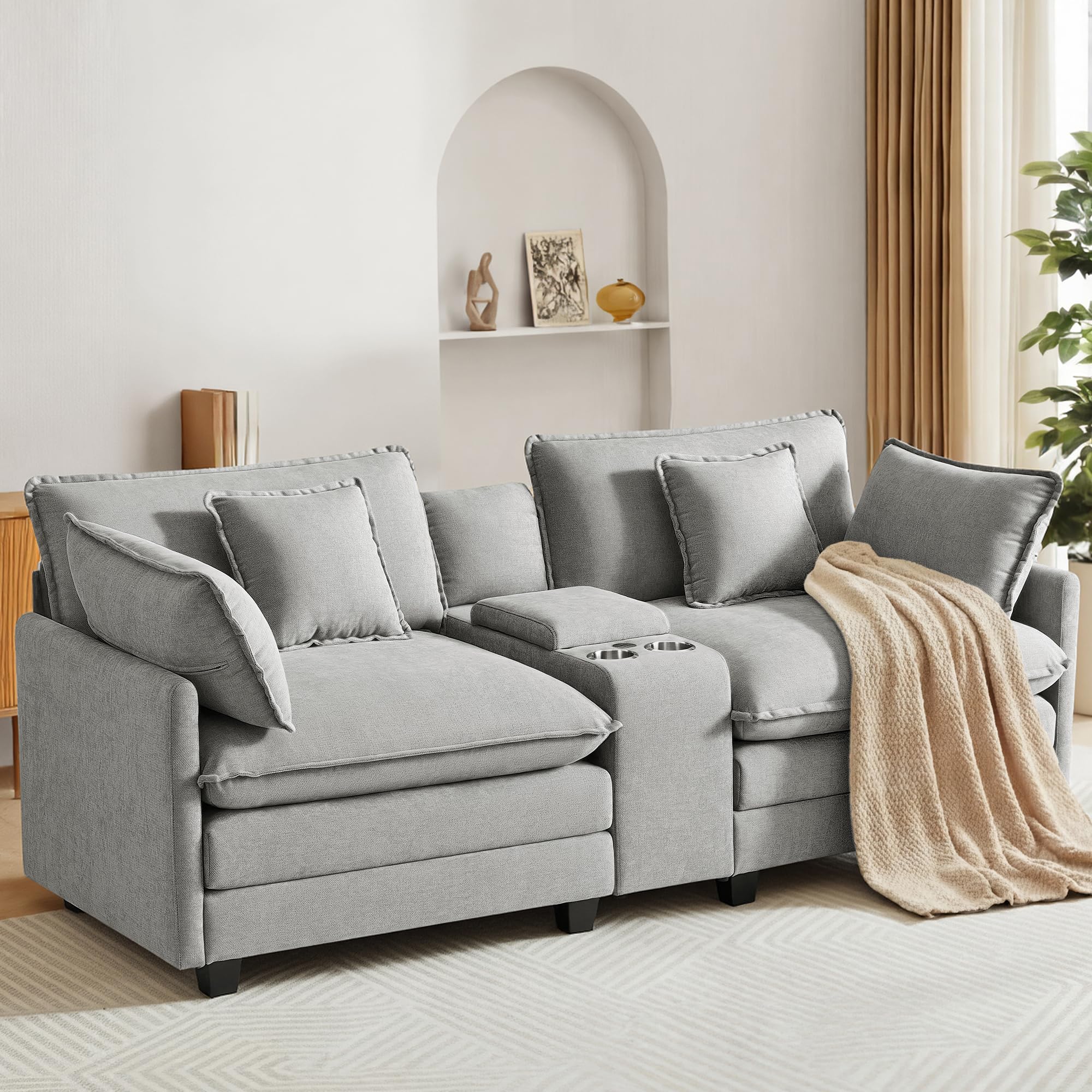Oversized Modular Sectional Sofa with Storage Console