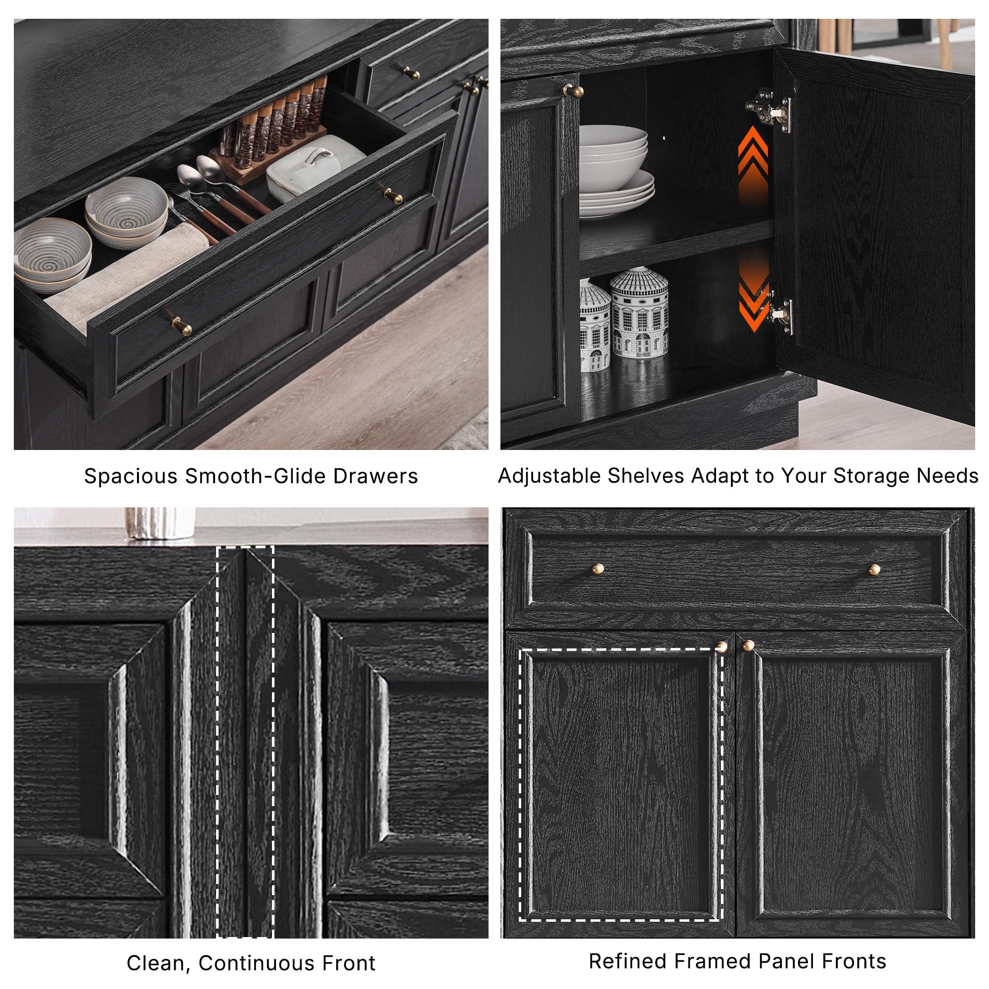 Modern Farmhouse Buffet Cabinet with Storage Doors and Drawers