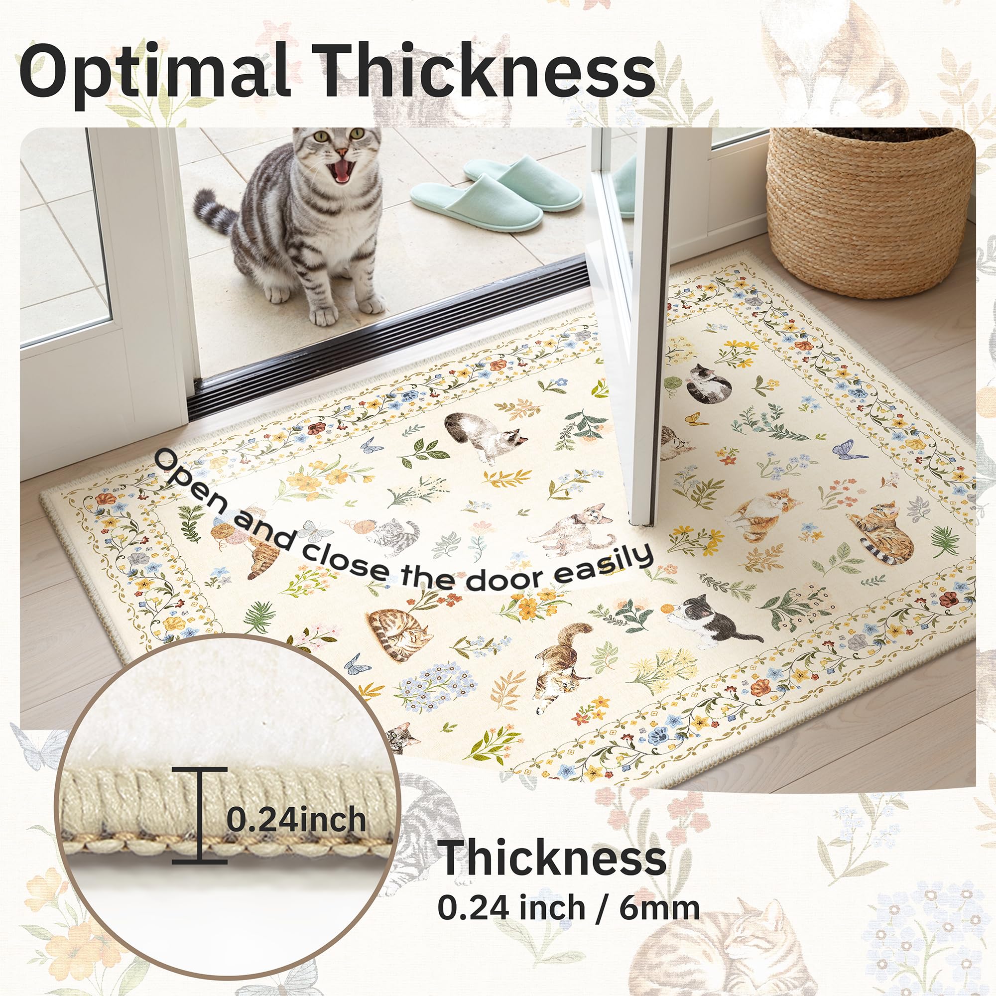 Soalmost Cat Rugs Animal Floral Area Rug