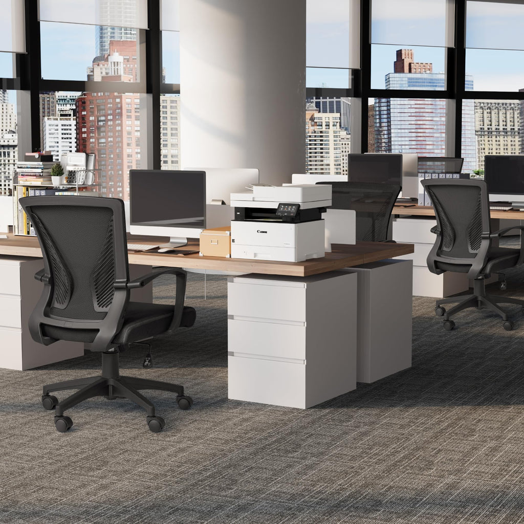 Mid Back Mesh Office Chair with Lumbar Support and Armrests