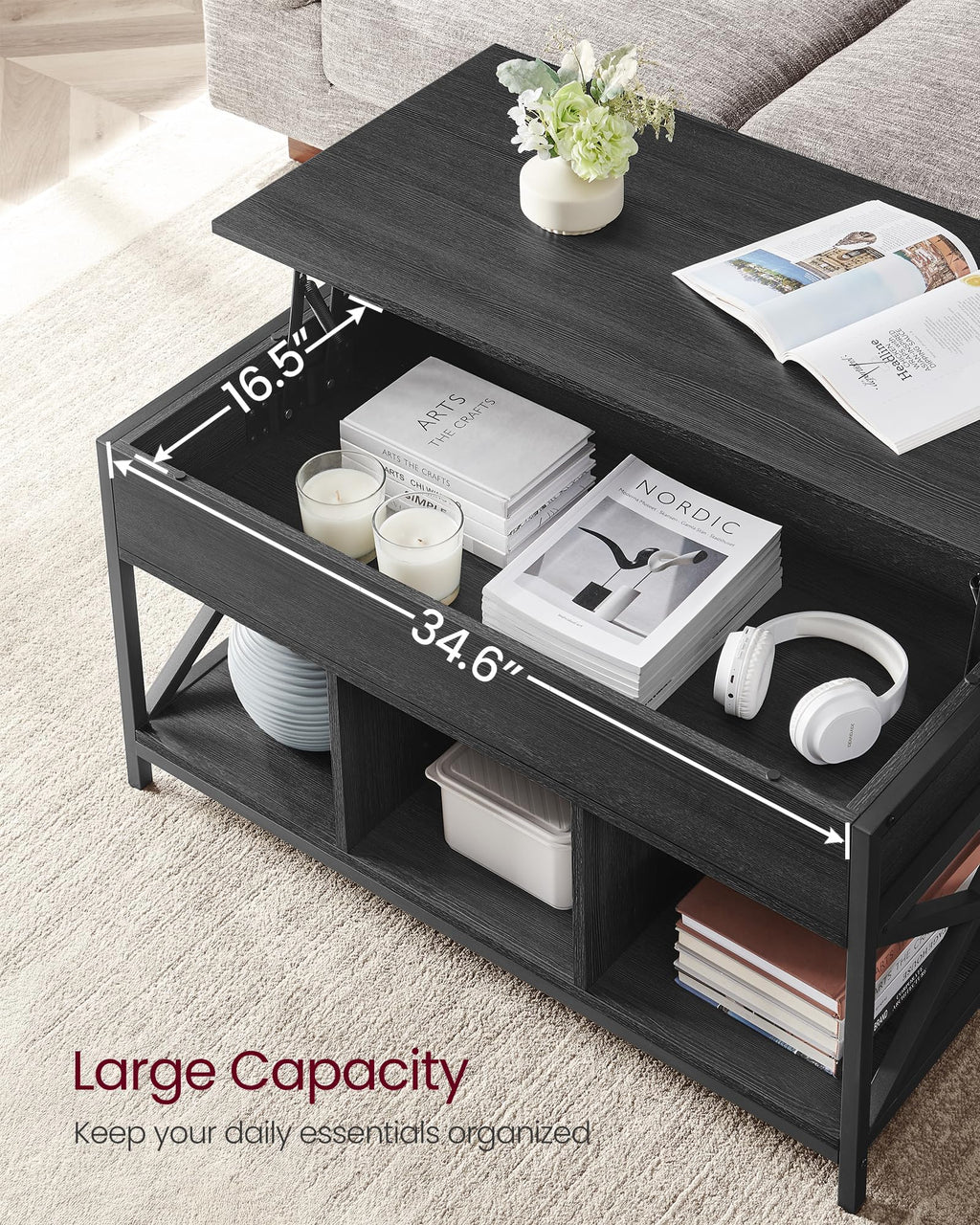 VASAGLE Coffee Table Lift Top