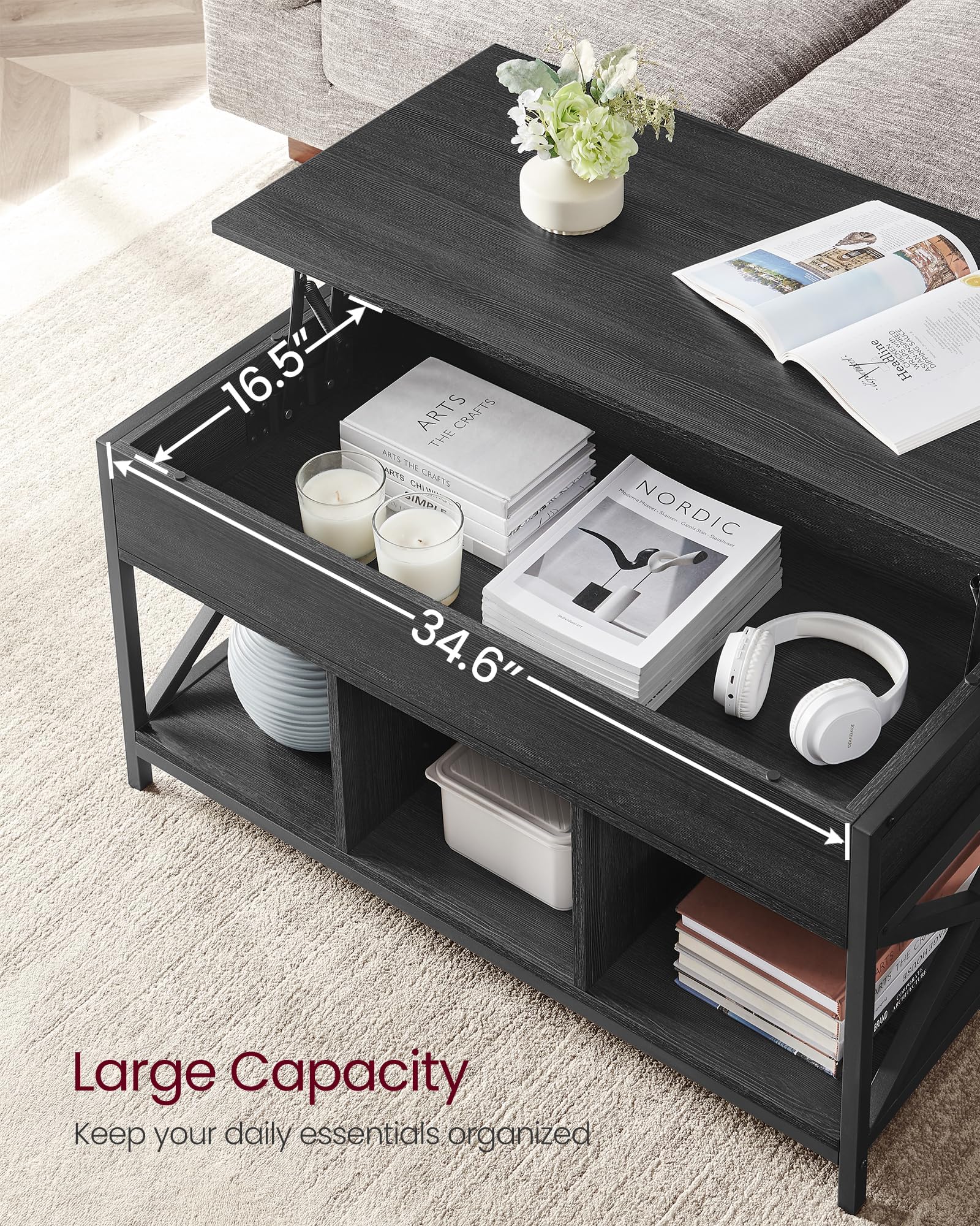 VASAGLE Coffee Table Lift Top