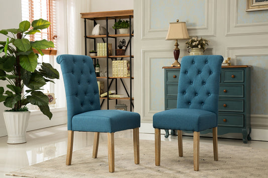Roundhill Furniture Habit Solid Wood Tufted Parsons Dining Chair, Set of 2